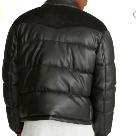 NWT Robert Graham Men’s Faux Leather Puffer Coat Jacket - Picture 15 of 15